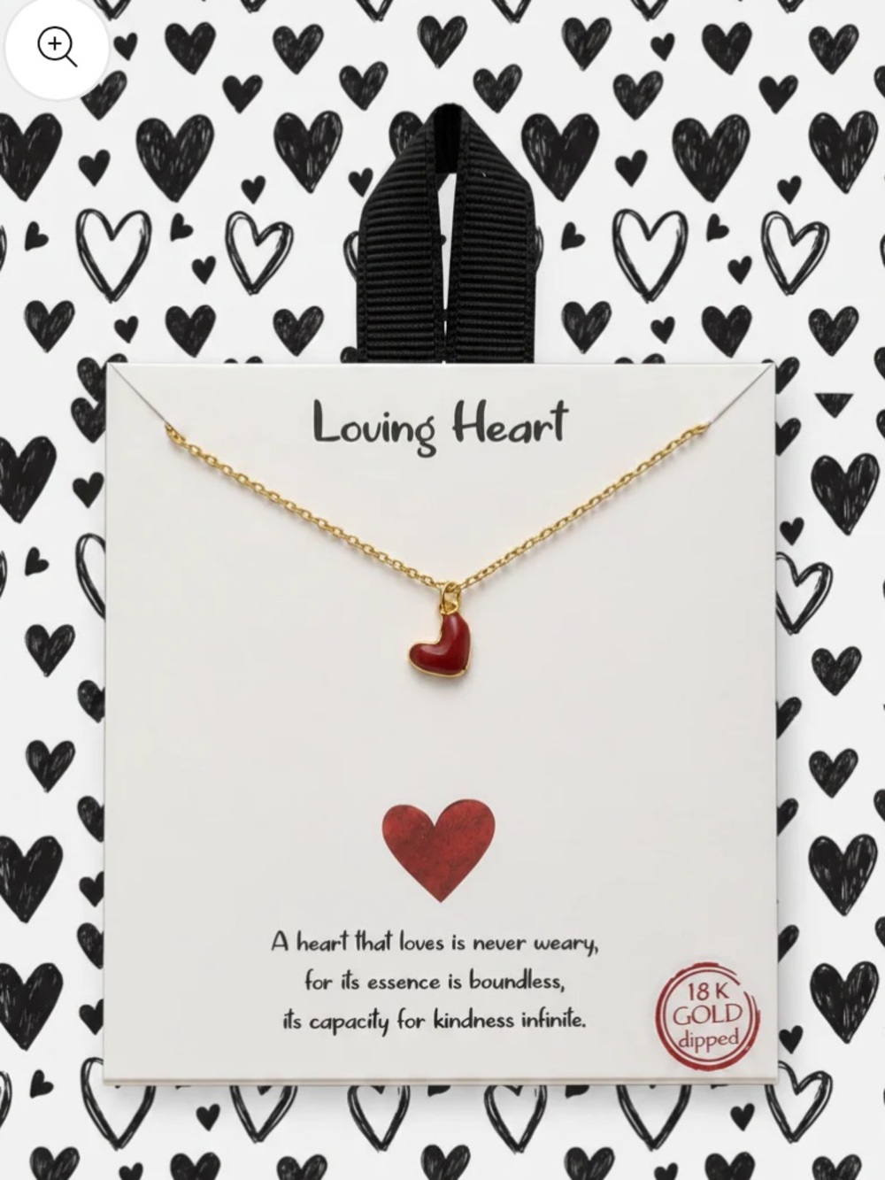 “Loving Heart” Red Enamel Pendant Necklace - 18K Gold Dipped